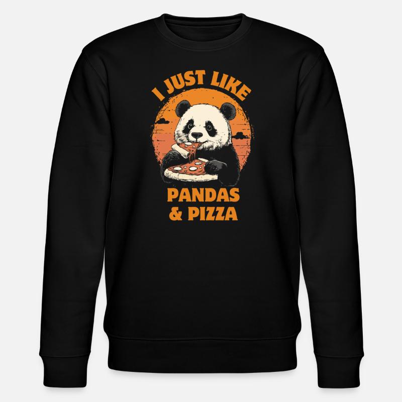 Panda isst Pizza - Stanley/Stella Unisex Bio-Sweatshirt CHANGER  - Schwarz