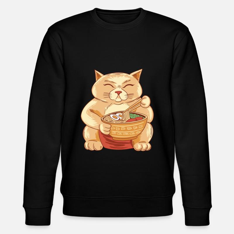 Sumo Katze isstRamen Nudeln - Stanley/Stella Unisex Bio-Sweatshirt CHANGER  - Schwarz