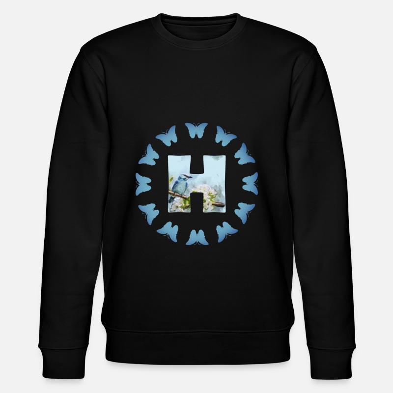 blüten blauer vogel h - Stanley/Stella Unisex Bio-Sweatshirt CHANGER - Schwarz