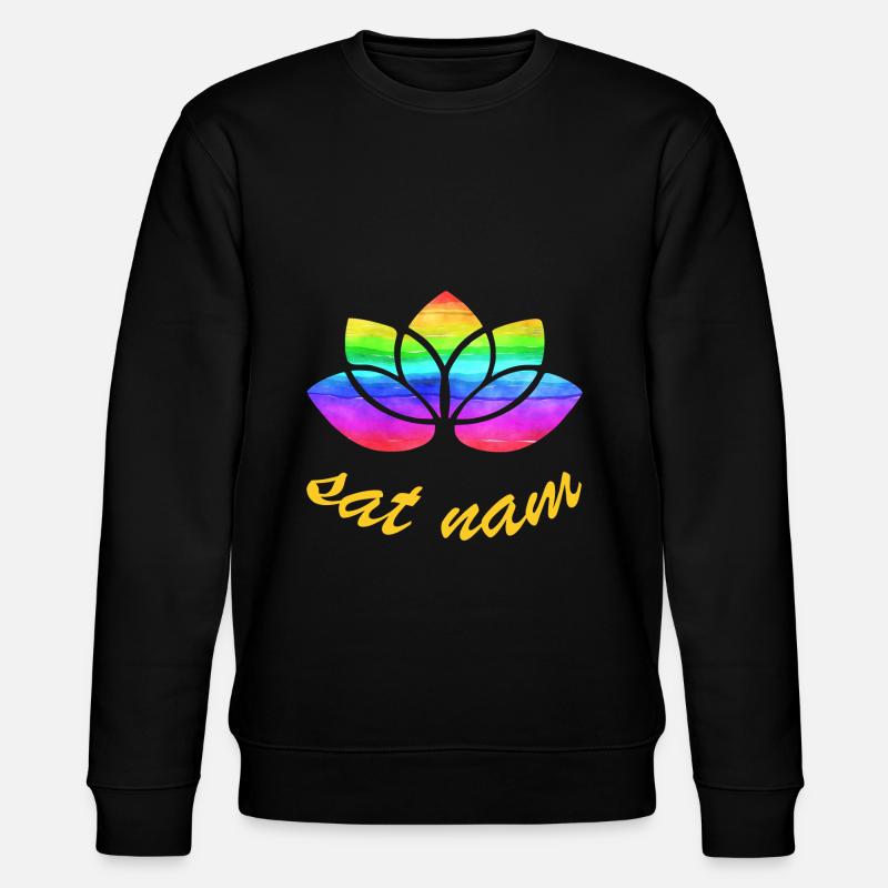sat nam mit lotus regenbogen - Stanley/Stella Unisex Bio-Sweatshirt CHANGER  - Schwarz