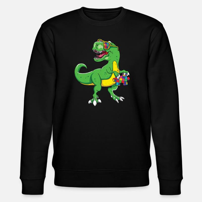 Autism Dinosaur Puzzle Cool - Stanley/Stella CHANGER Unisex Organic Sweatshirt - black