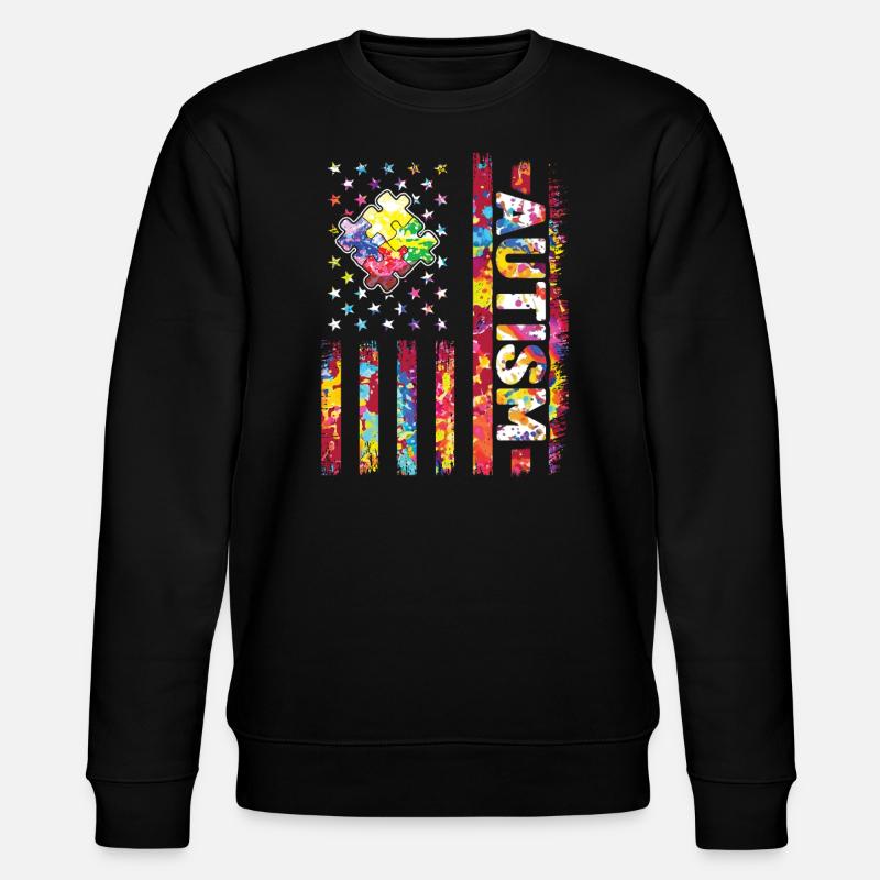 Autismus Puzzle Flag Farbspritzer - Stanley/Stella Unisex Bio-Sweatshirt CHANGER  - Schwarz