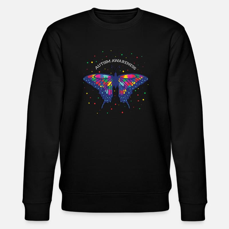 Autismus Schmetterling Buntes Bewusstsein - Stanley/Stella Unisex Bio-Sweatshirt CHANGER  - Schwarz
