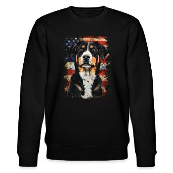 Entlebucher Sennenhund Amerika Usa - Stanley/Stella Unisex Bio-Sweatshirt CHANGER  - Schwarz - Vorne - Nik (191cm) & Marisol (170cm)