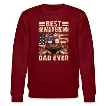 Havana Brown Dad - Stanley/Stella CHANGER Unisex Organic Sweatshirt - burgundy - Front - Nik (191cm) & Marisol (170cm)