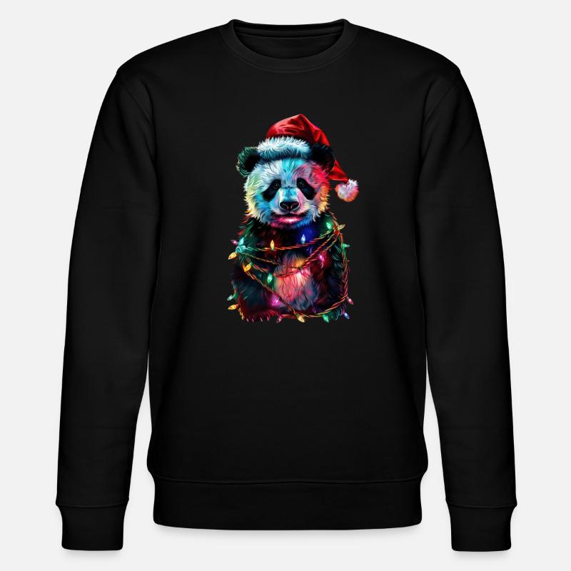 Panda Weihnachten - Stanley/Stella Unisex Bio-Sweatshirt CHANGER - Schwarz