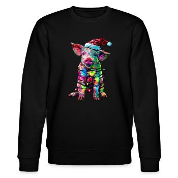 Schwein Weihnachten - Stanley/Stella Unisex Bio-Sweatshirt CHANGER  - Schwarz - Vorne - Nik (191cm) & Marisol (170cm)