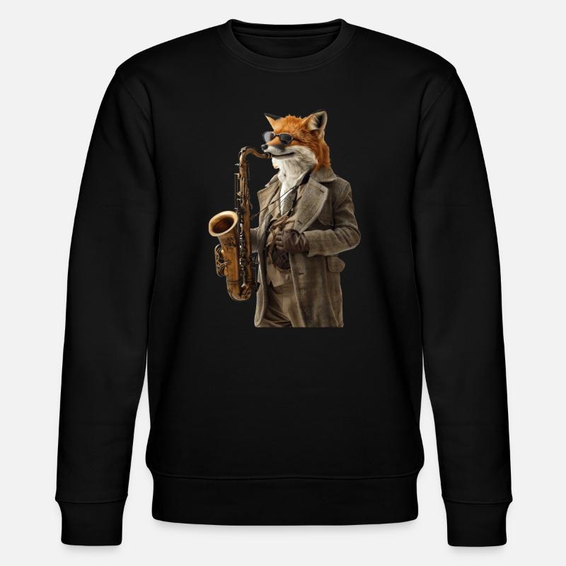 Fox Saxophon - Stanley/Stella Unisex Bio-Sweatshirt CHANGER  - Schwarz