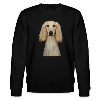 Afghanischer Windhund - Stanley/Stella Unisex Bio-Sweatshirt CHANGER  - Schwarz - Vorne - Nik (191cm) & Marisol (170cm)