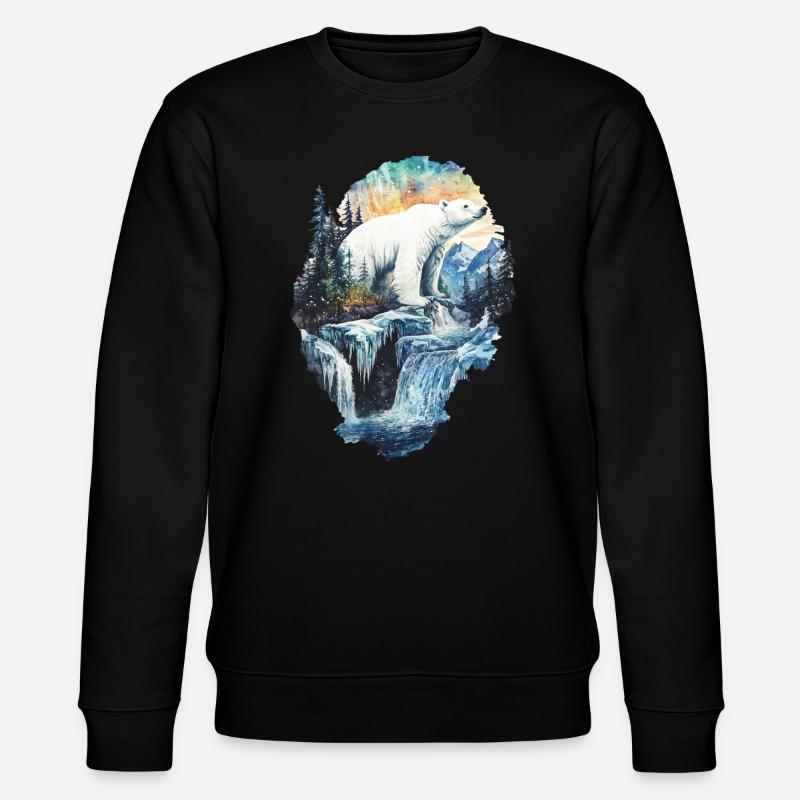 Eisbär - Stanley/Stella Unisex Bio-Sweatshirt CHANGER  - Schwarz