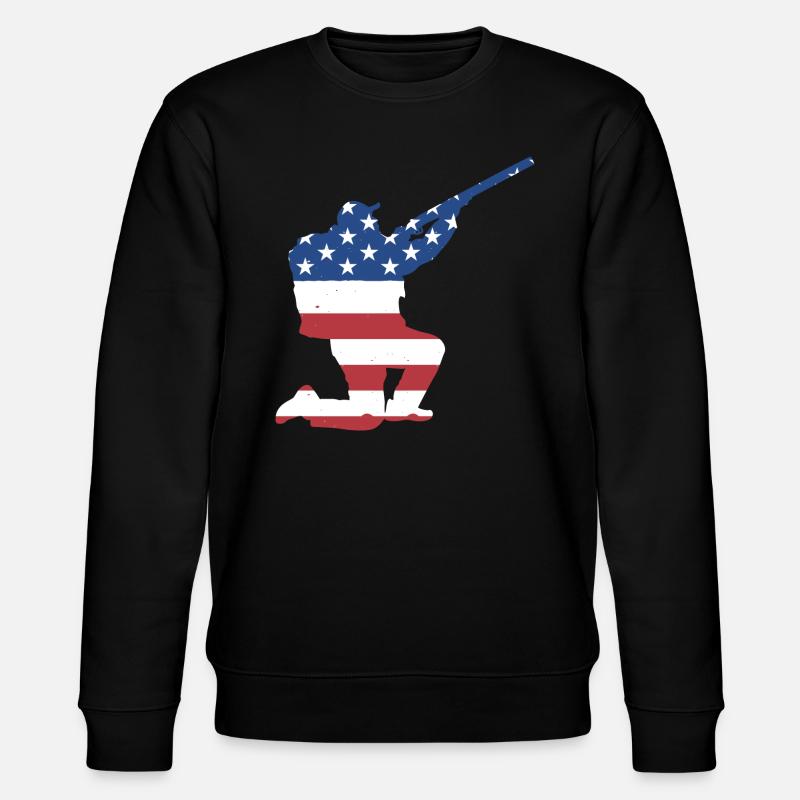 Hunter Us Flag Hunting - Stanley/Stella CHANGER Unisex Organic Sweatshirt - black