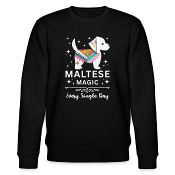 Maltesische Magie – Boho Papier Hundekunst für Tierliebhaber - Stanley/Stella Unisex Bio-Sweatshirt CHANGER  - Schwarz - Vorne - Nik (191cm) & Marisol (170cm)