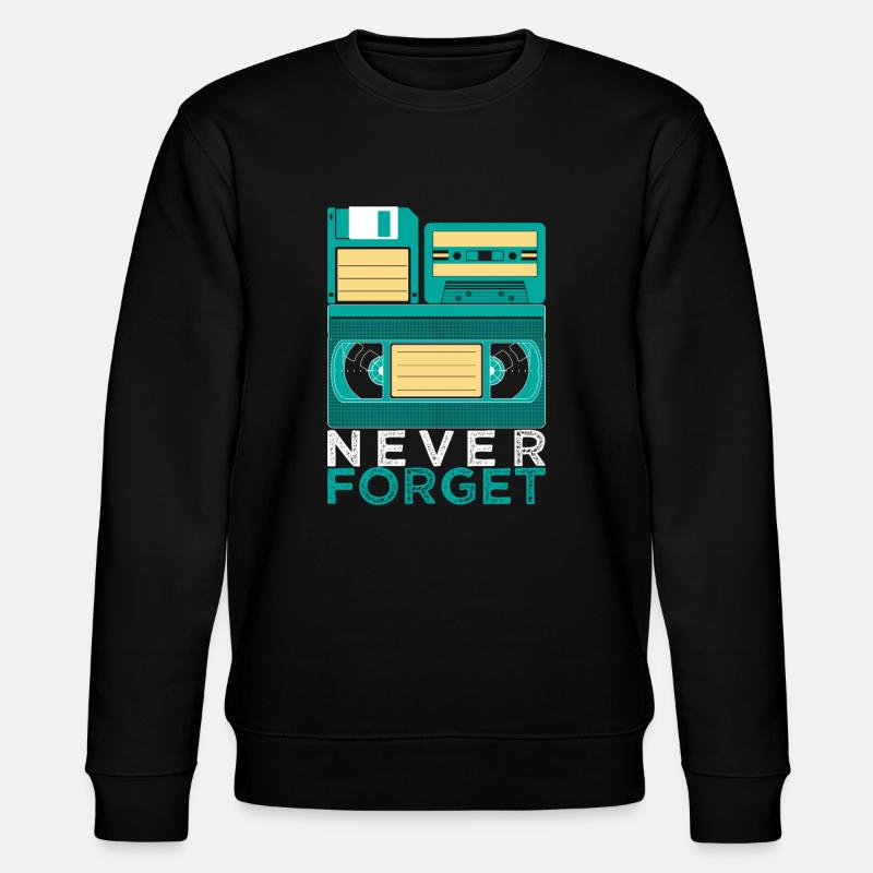 Never Forget VHS cassette Eighties Retro disc - Stanley/Stella CHANGER Unisex Organic Sweatshirt - black
