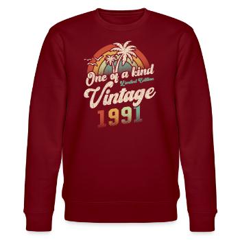 Millésime 1991 Anniversaire Palmiers - Sweat bio CHANGER Stanley/Stella Unisexe - bordeaux - Devant - Nik (191cm) & Marisol (170cm)