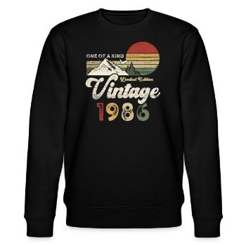 Vintage 1986 Geburtstag Berge - Stanley/Stella Unisex Bio-Sweatshirt CHANGER  - Schwarz - Vorne - Nik (191cm) & Marisol (170cm)