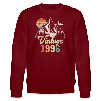Vintage 1996 Birthday Mountains Eagle - Stanley/Stella CHANGER Unisex Organic Sweatshirt - burgundy - Front - Nik (191cm) & Marisol (170cm)
