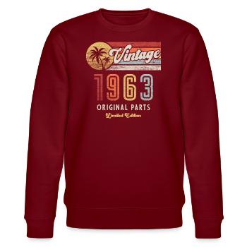 Vintage 1963 Birthday Retro - Stanley/Stella CHANGER Unisex Organic Sweatshirt - burgundy - Front - Nik (191cm) & Marisol (170cm)