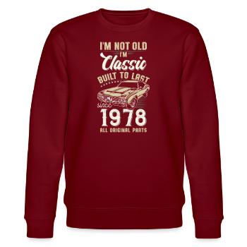 Geboren 1978 Geburtstag Oldtimer - Stanley/Stella Unisex Bio-Sweatshirt CHANGER  - Burgunderrot - Vorne - Nik (191cm) & Marisol (170cm)