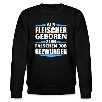 Fleischer im falschen Job gelandet - Stanley/Stella Unisex Bio-Sweatshirt CHANGER  - Schwarz - Vorne - Nik (191cm) & Marisol (170cm)
