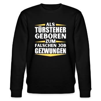 Bouncer landed in the wrong job - Stanley/Stella CHANGER Unisex Organic Sweatshirt - black - Front - Nik (191cm) & Marisol (170cm)