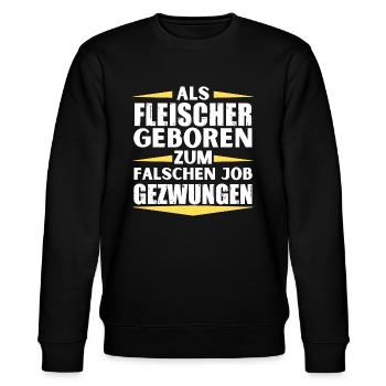 Fleischer im falschen Job gelandet - Stanley/Stella Unisex Bio-Sweatshirt CHANGER  - Schwarz - Vorne - Nik (191cm) & Marisol (170cm)