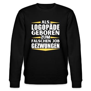 Logopäde im falschen Job gelandet - Stanley/Stella Unisex Bio-Sweatshirt CHANGER  - Schwarz - Vorne - Nik (191cm) & Marisol (170cm)