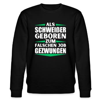 Welder landed in the wrong job - Stanley/Stella CHANGER Unisex Organic Sweatshirt - black - Front - Nik (191cm) & Marisol (170cm)