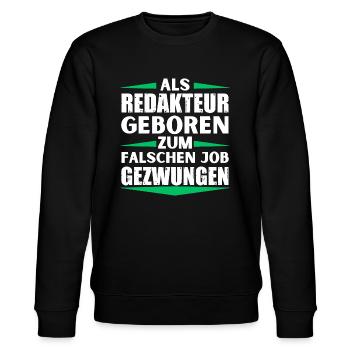 Redakteur im falschen Job gelandet - Stanley/Stella Unisex Bio-Sweatshirt CHANGER  - Schwarz - Vorne - Nik (191cm) & Marisol (170cm)