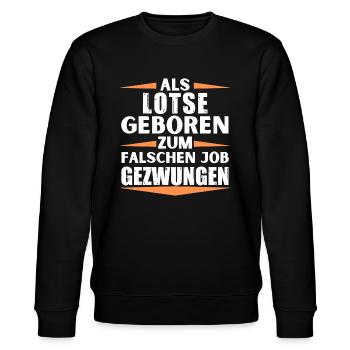 Lotse im falschen Job gelandet - Stanley/Stella Unisex Bio-Sweatshirt CHANGER  - Schwarz - Vorne - Nik (191cm) & Marisol (170cm)