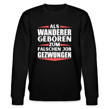 Wanderer im falschen Job gelandet - Stanley/Stella Unisex Bio-Sweatshirt CHANGER  - Schwarz - Vorne - Nik (191cm) & Marisol (170cm)