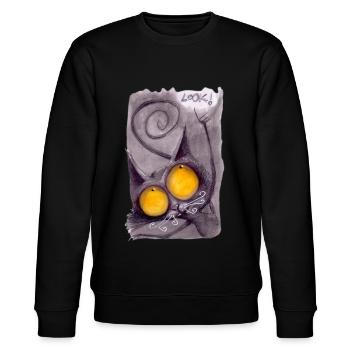 Serial Cat 04 - Stanley/Stella CHANGER Unisex Organic Sweatshirt - black - Front - Nik (191cm) & Marisol (170cm)