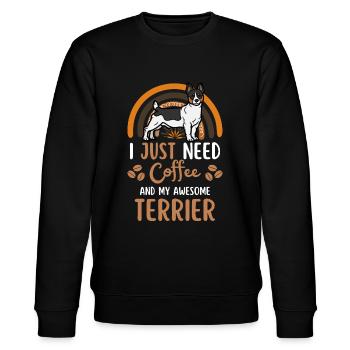 Teddy Roosevelt Terrier Coffee Dog Cafe Kawaii - Stanley/Stella CHANGER Unisex Organic Sweatshirt - black - Front - Nik (191cm) & Marisol (170cm)