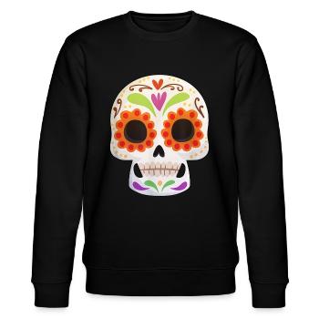 Tag der Toten Dia de los Muertos Schädel Geschenk - Stanley/Stella Unisex Bio-Sweatshirt CHANGER  - Schwarz - Vorne - Nik (191cm) & Marisol (170cm)