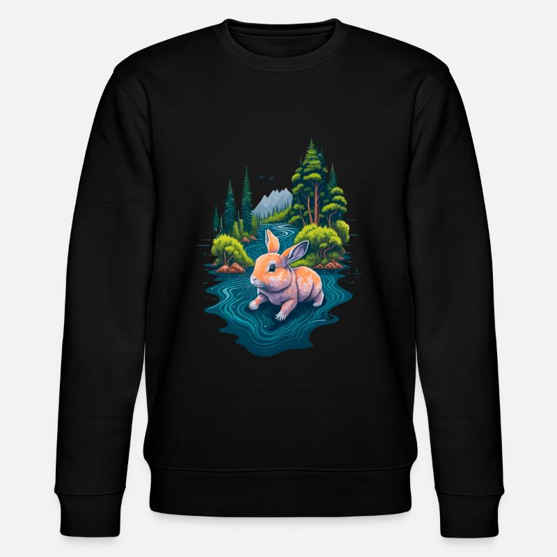 Belle illustration d’un lapin - Sweat bio CHANGER Stanley/Stella Unisexe - noir
