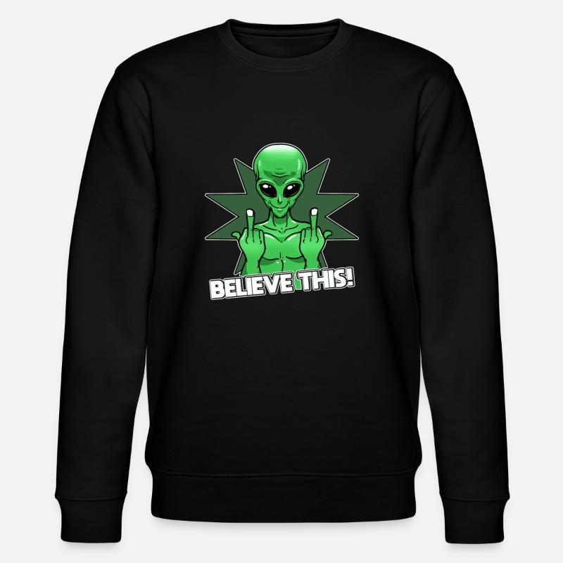 Alien Mittelfinger Glaube Es - Stanley/Stella Unisex Bio-Sweatshirt CHANGER  - Schwarz