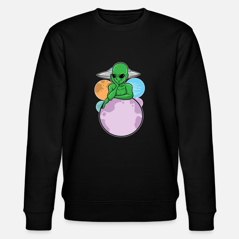 Süßer Alien Planeten - Stanley/Stella Unisex Bio-Sweatshirt CHANGER  - Schwarz