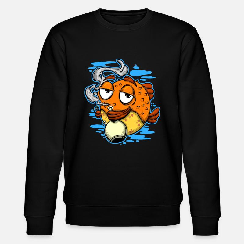 Unkraut rauchender Kugelfisch - Stanley/Stella Unisex Bio-Sweatshirt CHANGER - Schwarz