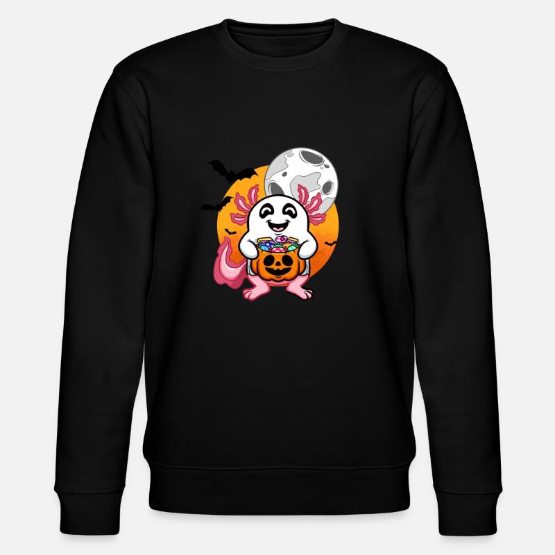 31.10. Geist Axotlotl Halloween - Stanley/Stella Unisex Bio-Sweatshirt CHANGER  - Schwarz