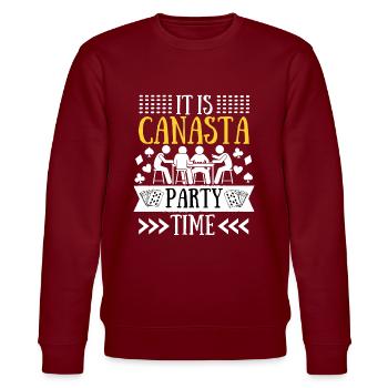 Canasta Party | Canasta Legende | Canasta-Spieler - Stanley/Stella Unisex Bio-Sweatshirt CHANGER  - Burgunderrot - Vorne - Nik (191cm) & Marisol (170cm)