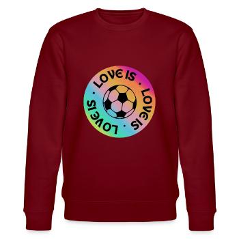 Fußball: Liebe ist - Stanley/Stella Unisex Bio-Sweatshirt CHANGER  - Burgunderrot - Vorne - Nik (191cm) & Marisol (170cm)