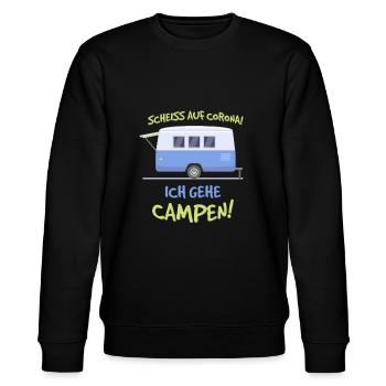 Scheiss auf Corona ich gehe Campen Geschenk Camper - Stanley/Stella Unisex Bio-Sweatshirt CHANGER  - Schwarz - Vorne - Nik (191cm) & Marisol (170cm)