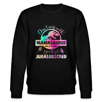Spielen Sie sich nicht mit Mamasaurus an, Sie werden Jurasskicked bekommen - Stanley/Stella Unisex Bio-Sweatshirt CHANGER  - Schwarz - Vorne - Nik (191cm) & Marisol (170cm)