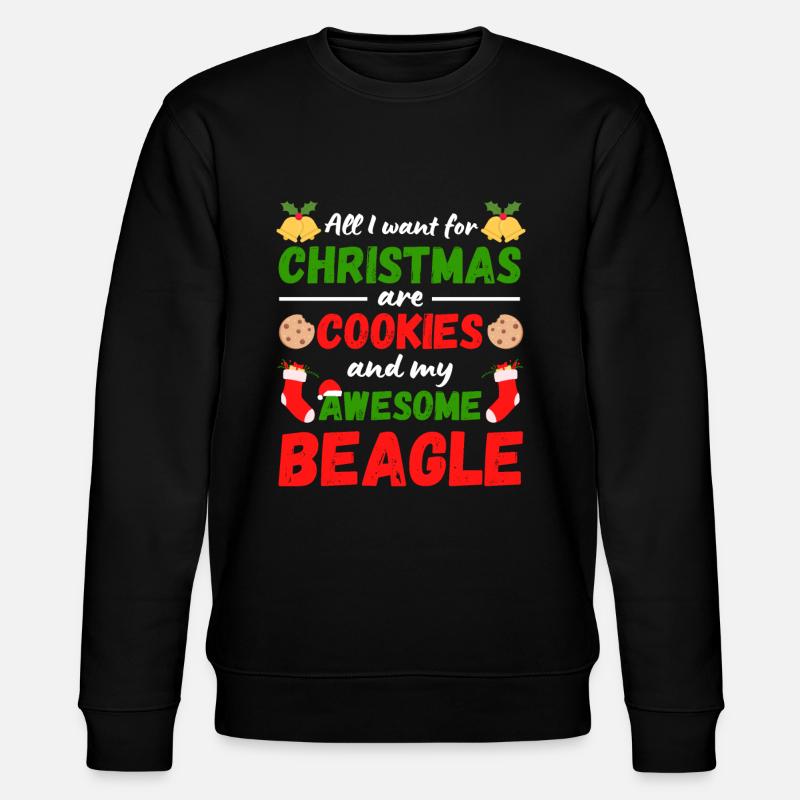 Biscuits Beagle de Noël - Sweat bio CHANGER Stanley/Stella Unisexe - noir