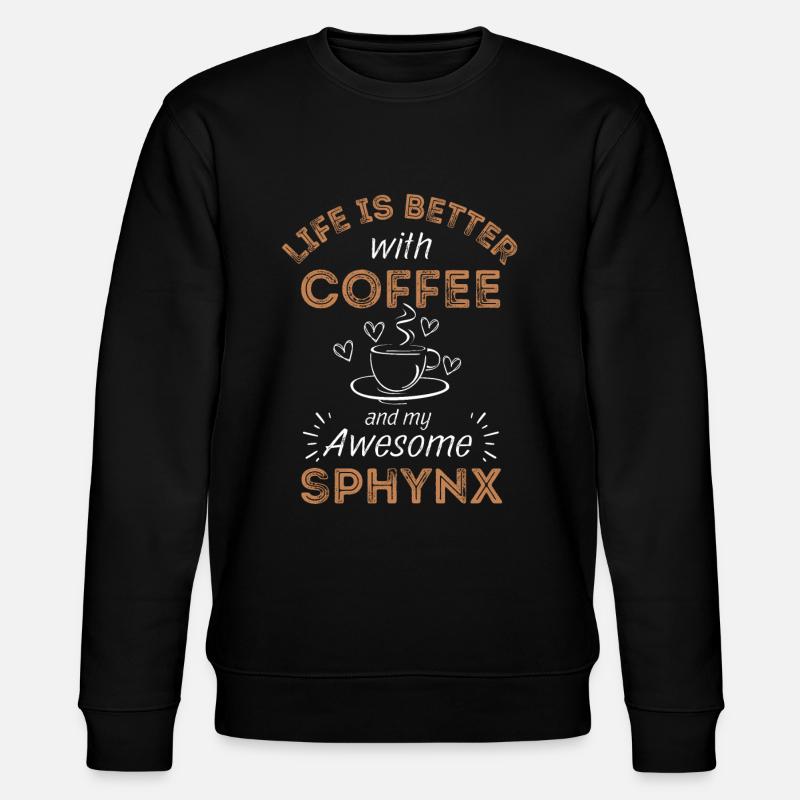 Sphynx Cat Coffee Cafe - Stanley/Stella CHANGER Unisex Organic Sweatshirt - black