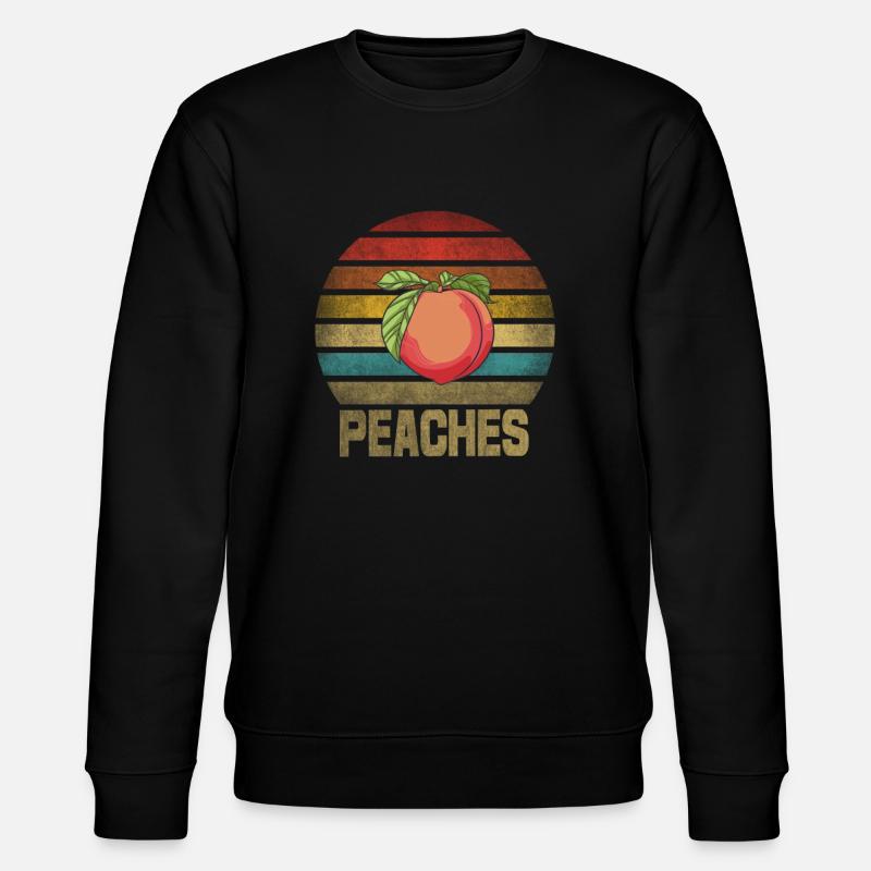 Peach Peaches Fruit Retro Sunset - Stanley/Stella CHANGER Unisex Organic Sweatshirt - black