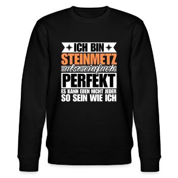Perfekter Steinmetz - Stanley/Stella Unisex Bio-Sweatshirt CHANGER  - Schwarz - Vorne - Nik (191cm) & Marisol (170cm)