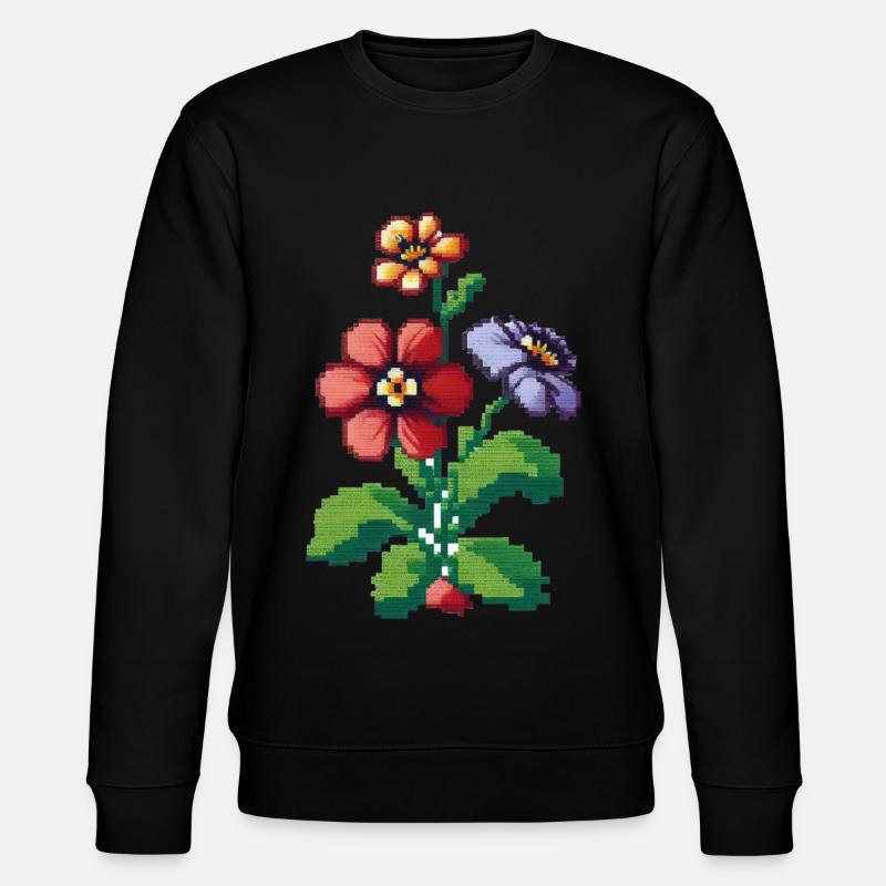 Fleurs Pixel Art - Sweat bio CHANGER Stanley/Stella Unisexe - noir
