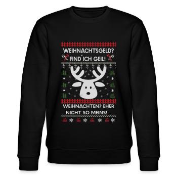 Lustiges Weihnachten Rentier Sweatshirt/Pullover - Stanley/Stella Unisex Bio-Sweatshirt CHANGER  - Schwarz - Vorne - Nik (191cm) & Marisol (170cm)