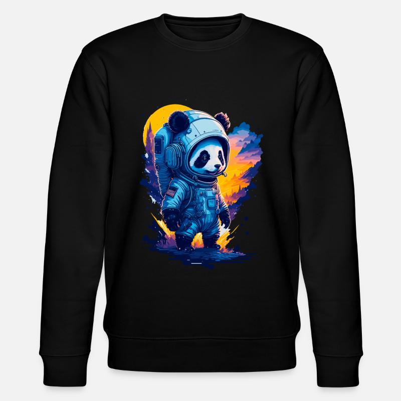 Niedlicher Panda-Astronaut - Stanley/Stella Unisex Bio-Sweatshirt CHANGER  - Schwarz