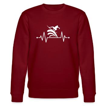 Herzschlag Surfer, Surfen, Surfing EKG - Stanley/Stella Unisex Bio-Sweatshirt CHANGER  - Burgunderrot - Vorne - Nik (191cm) & Marisol (170cm)